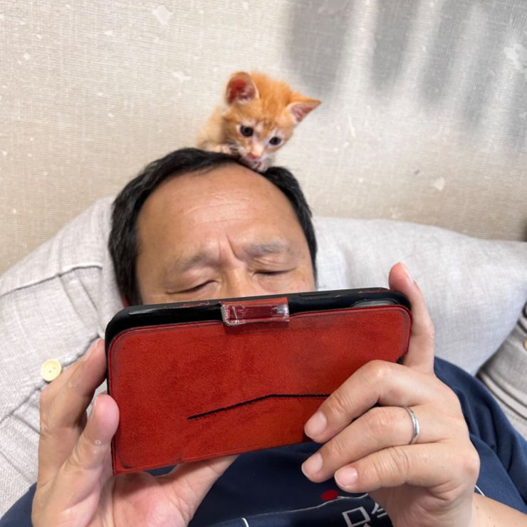 仮のお父さんとスマホ鑑賞